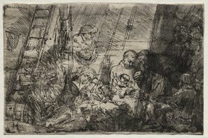 Omskjæringen i stallen, 1654. av Rembrandt van Rijn