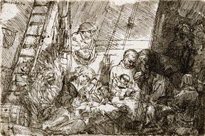 Omskjæringen i stallen, 1654 av Rembrandt van Rijn