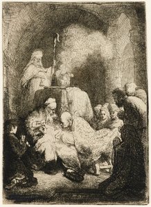 Omskjæringen: liten tallerken, 1630. av Rembrandt van Rijn