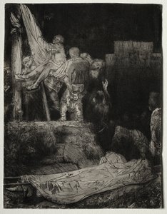 Nedstigningen fra korset med fakkellys av Rembrandt van Rijn