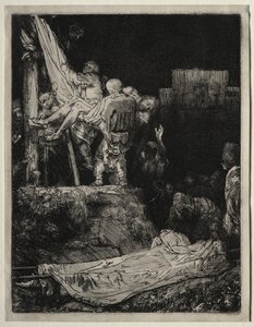 Nedstigningen fra korset med fakkellys av Rembrandt van Rijn