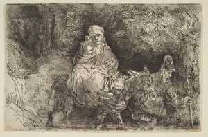 The Flight into Egypt: Crossing a Brook, 1654. av Rembrandt van Rijn