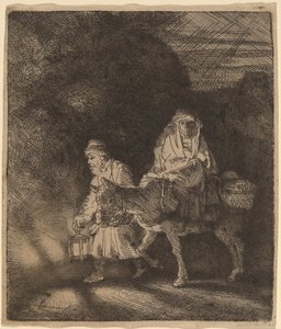 Flukten til Egypt: et nattstykke av Rembrandt van Rijn
