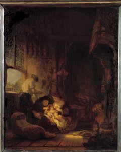 Den hellige familie-maleri av Harmenszoon van Rijn dit Rembrandt (1606-1669) av Rembrandt van Rijn