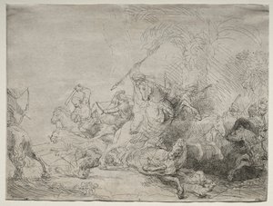 Den store løvejakten av Rembrandt van Rijn