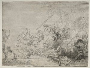 Den store løvejakten, 1641. av Rembrandt van Rijn
