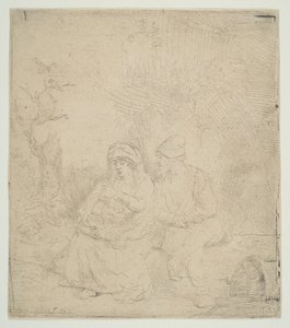 Resten på flukten til Egypt, lett etset, 1645. av Rembrandt van Rijn