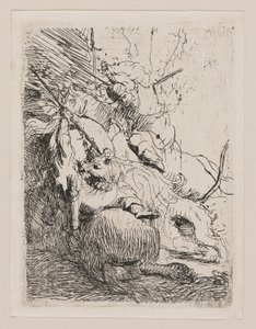 Den lille løvejakten (med én løve) av Rembrandt van Rijn