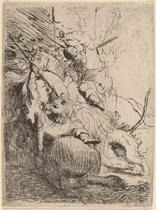 Den lille løvejakten (med én løve) av Rembrandt van Rijn