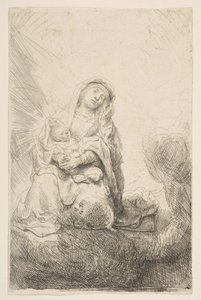 Jomfruen og barnet i skyene, 1641. av Rembrandt van Rijn