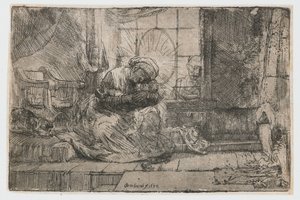 Jomfruen og barnet med katten og slangen Jomfruen og barnet med katten og slangen av Rembrandt van Rijn