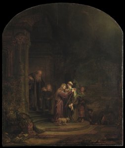 The Visitation, 1640 (olje på sedertrepanel) (se også 5454147) av Rembrandt van Rijn