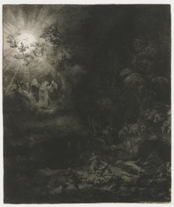 Engelen viser seg for gjeterne av Rembrandt van Rijn