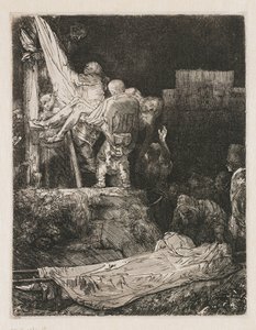 Nedstigningen fra korset med fakkellys av Rembrandt van Rijn