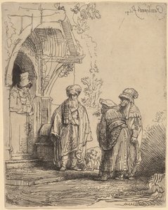 Tre orientalske skikkelser (Jacob og Laban?) av Rembrandt van Rijn