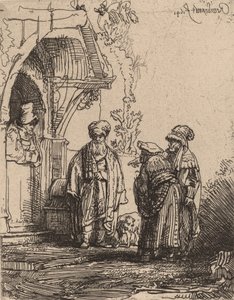 Tre orientalske skikkelser Jacob og Laban, 1641. av Rembrandt van Rijn