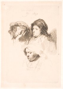 Tre kvinners hoder, en sover av Rembrandt van Rijn