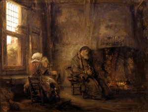 Tobit og Anna venter på at sønnen skal komme tilbake, 1659 av Rembrandt van Rijn
