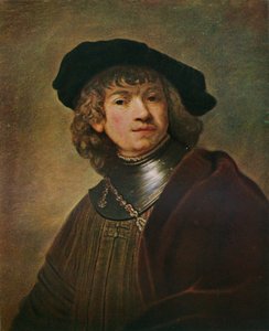 Tronie of a Young Man in a Gorget and Cap, c1639 av Rembrandt van Rijn