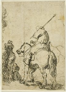 Turbansoldat til hest av Rembrandt van Rijn