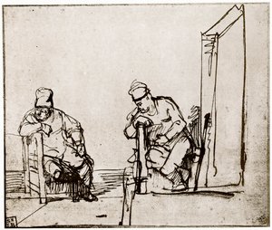 To menn sitter ved en døråpning, 1913. av Rembrandt van Rijn