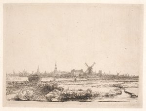Utsikt mot Amsterdam av Rembrandt van Rijn