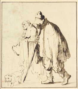 Omstreifende par med en hund av Rembrandt van Rijn