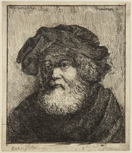 Gammel mann med lue av Rembrandt van Rijn