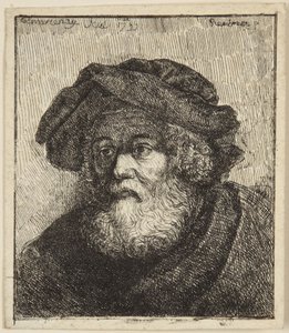 Gammel mann med lue av Rembrandt van Rijn