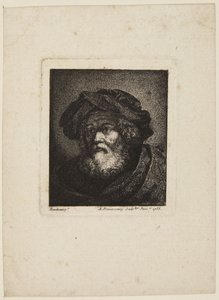 Gammel mann med lue av Rembrandt van Rijn