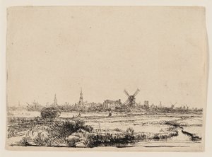 Utsikt over Amsterdam fra Kadijk av Rembrandt van Rijn