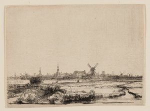Utsikt over Amsterdam fra Kadijk av Rembrandt van Rijn