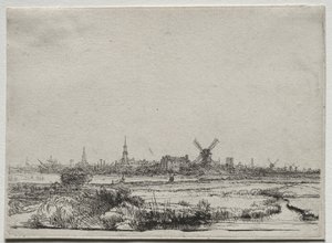 Utsikt over Amsterdam fra nordvest av Rembrandt van Rijn