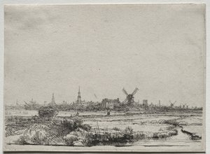 Utsikt over Amsterdam fra nordvest, ca. 1640. av Rembrandt van Rijn