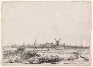 Utsikt over Amsterdam fra nordvest av Rembrandt van Rijn