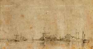Utsikt over Amstel ved Omval, til venstre Ringvaart av Diermermeer av Rembrandt van Rijn