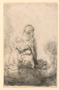 Jomfru og barn i skyene av Rembrandt van Rijn