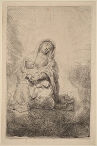 Jomfruen med barnet i skyene av Rembrandt van Rijn