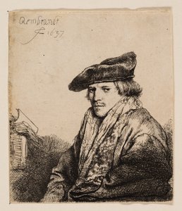Ung mann i fløyelshette (Petrus Sylvius?) av Rembrandt van Rijn