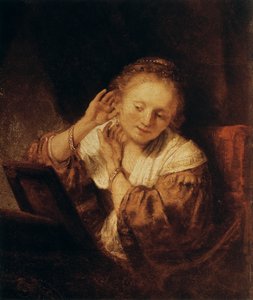 Ung kvinne med øredobber, 1657 av Rembrandt van Rijn