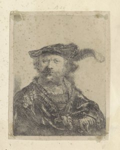 Selvportrett med plymet fløyelsbasker Recueil de quatre-vingt-cinq estampes originales (serietittel) av Rembrandt van Rijn