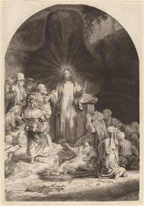 Kristus forkynner og helbreder (fragment fra trykket på hundre gylden) av Rembrandt van Rijn and William Baillie