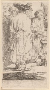 The Man with a Cane (Fragment from the Hundred Guilder Print) av Rembrandt van Rijn and William Baillie