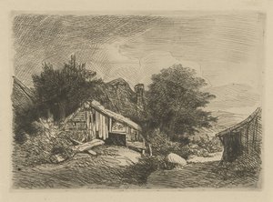 Landskap med falleferdig hytte av Remigius Adrianus Haanen