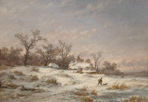 Vinterlandskap med dekorative figurer