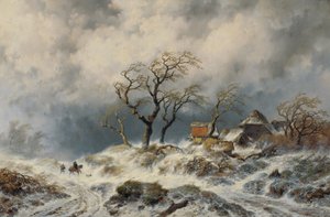 Nederlandsk vinterlandskap (snødriv)