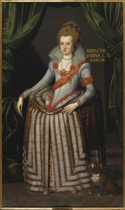 Prinsesse Anne Catherine av Brandenburg, dronningkonsort av Danmark Norge - Portrett av prinsesse Anne Catherine av Brandenburg (1575-1612), dronning av Danmark og Norge, av Petersen (Piettersz), Remmert (ca. 1575-1649). Olje på lerret. Størrelse: 207x123  av Remmert (c.1575 1649) Petersen