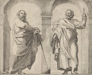 De hellige Peter og Paulus i en vestibyle, ca. 1630-80., ca. 1630-80.