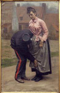 Tollsøk. Maleri av Remy Cogghe (1854-1935), Olje på lerret