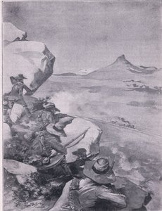 Boere skyter på General Frenchs tog (litho) av René Bull